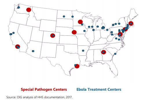Special Pathogen Centers and Ebola Treatment Centers are located across the country